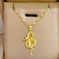 gothic snake pendant necklace women stainless steel gold plated necklace 2022 trend aesthetic jewelry necklaces ladieas pendant