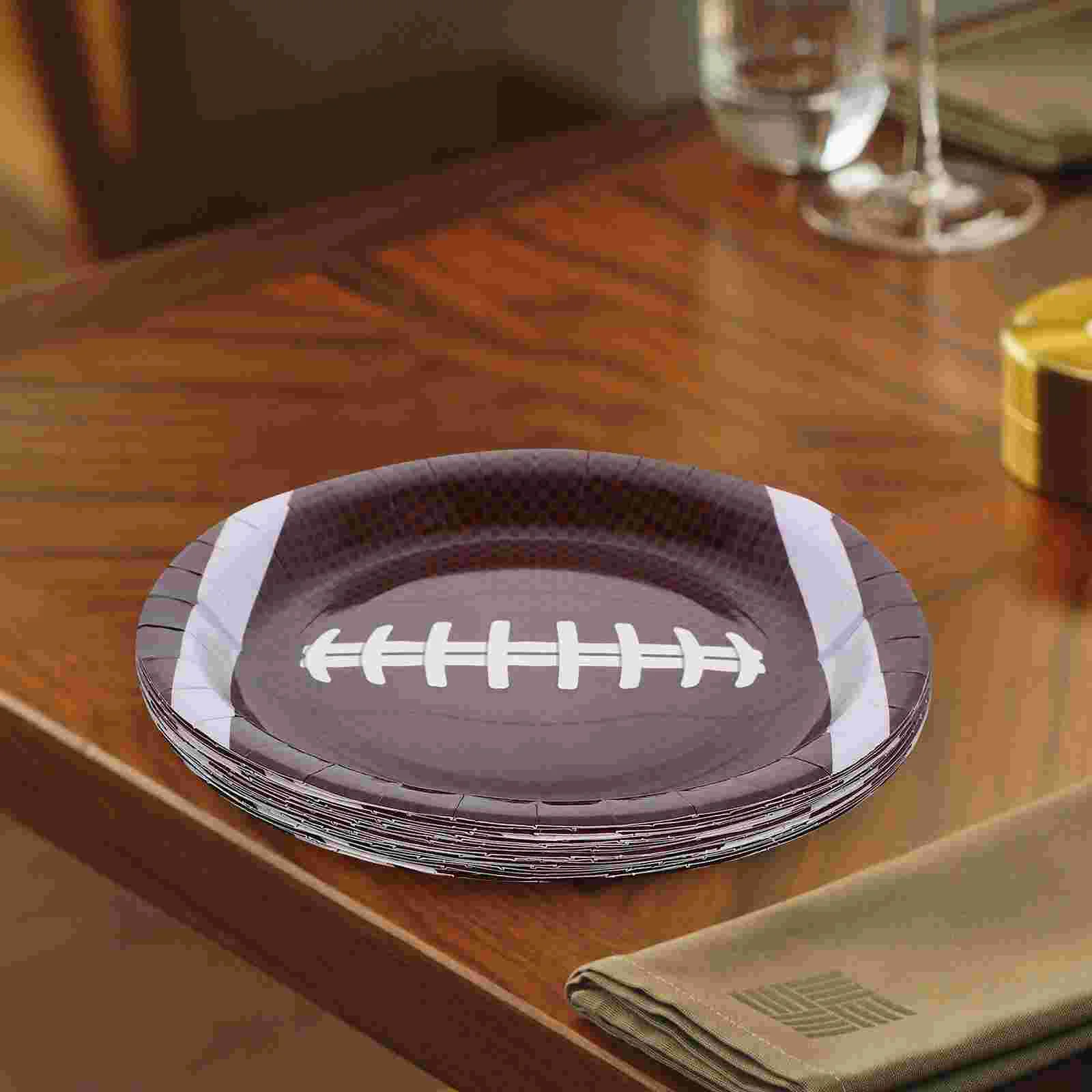 

Disposable Party Dinnerware Birthday Rugby Themed Napkins Ornaments Creative Paper Plates Pattern Cups Cutlery