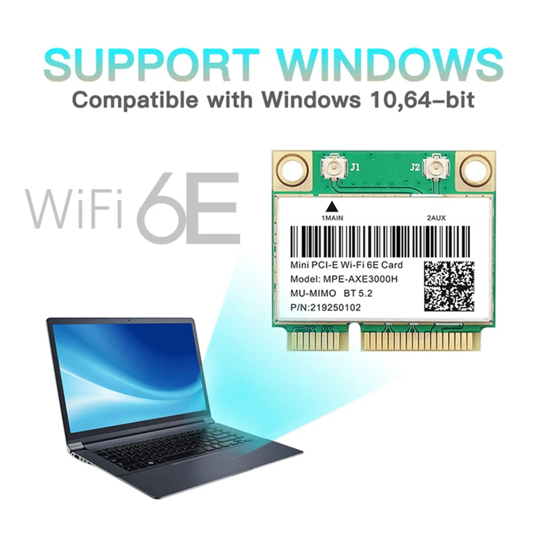 -AXE3000H Беспроводная карта Wi-Fi 6E 5374 Мбит/с AX210 Mini PCIE Wi-Fi-карта Bluetooth 5.2 802.11AX 2 4G/5G/6Ghz Wlan