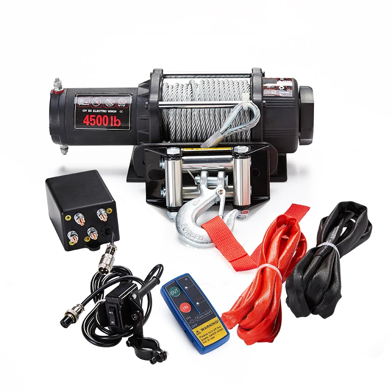 

4500lbs 12V ATV UTV steel rope electric winch for jeep