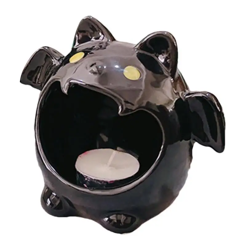 Ceramic Ghost Tea Light Holders Ghost Candle Holder White Black Ghost Figurine Candle Holder
