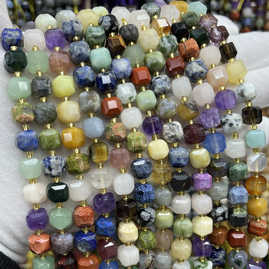 Бусины из натурального камня аметист лазурит граненый куб для изготовления