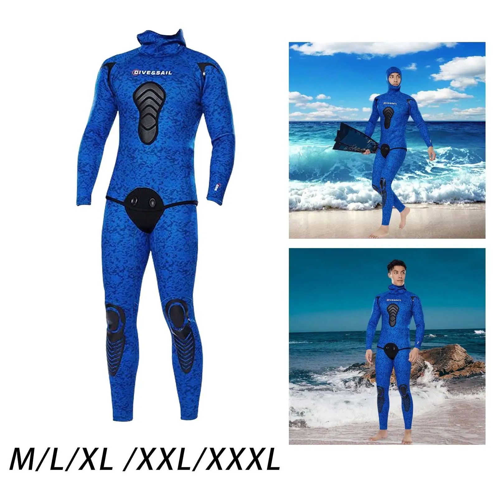

Mens Wetsuit Scuba Diving Suit Stretch Hooded Neoprene 3mm Dive Suit for Snorkeling Kayaking Swimming Underwater Spearfishing