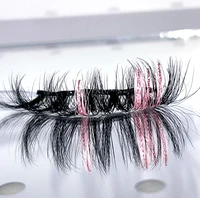 25mm pink colored glitter color lashes 5d mink fluffy colorful false eyelashes wholesale reusable extension make up fake lashes