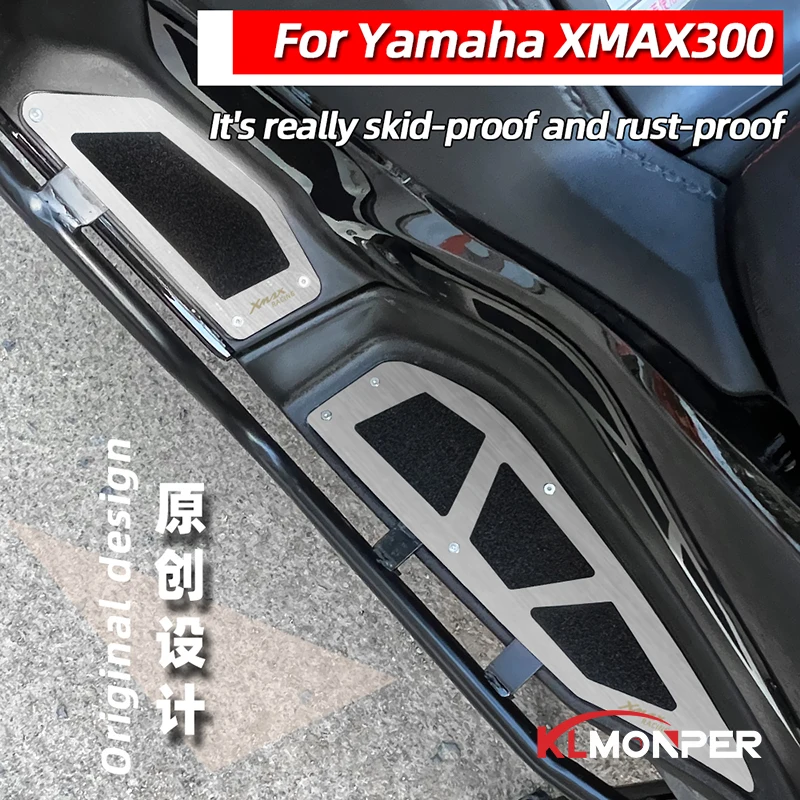 

For Yamaha XMAX 300 New Stainless Steel Motorcycle Footrest Front Foot Rest Plate Skidproof Pedal Plate Footpads Footboard Step