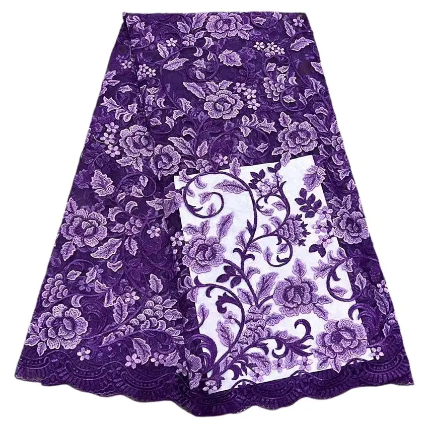 

purple fabric african kente organza 3d floral jacquard embroidered swiss voile lace in switzerland high quality women dresses