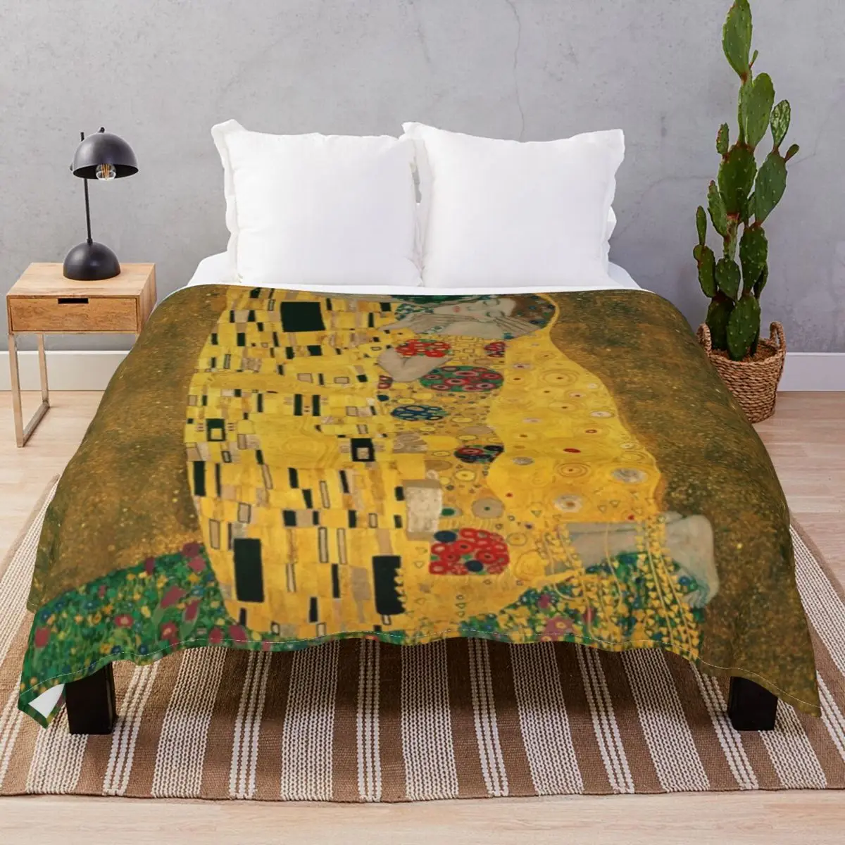 The Kiss Gustav Klimt Blanket Fleece All Season Super Warm Throw Blankets for Bedding Sofa Camp Office