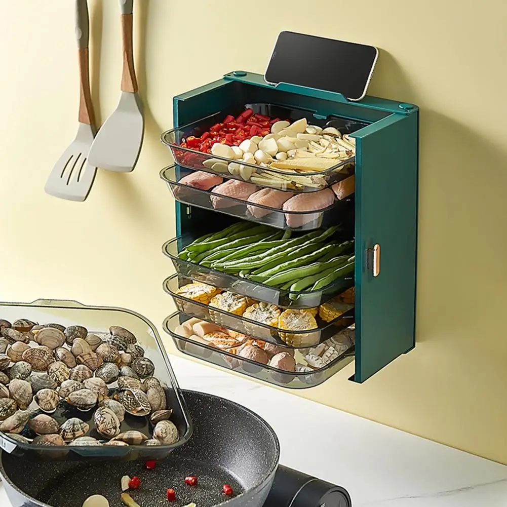 

Space-saving Food Tray Snap-on Design Capacity Multi-layered Food Preparation Tray Stackable Side Dish Shelf for Kitchen