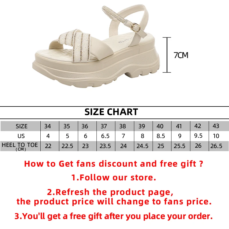 7CM Knot Design Genuine Leather Fashion Rhinestones Deco Women Sandals Soft Soles Platform Casual Woman Sandals Female Shoes