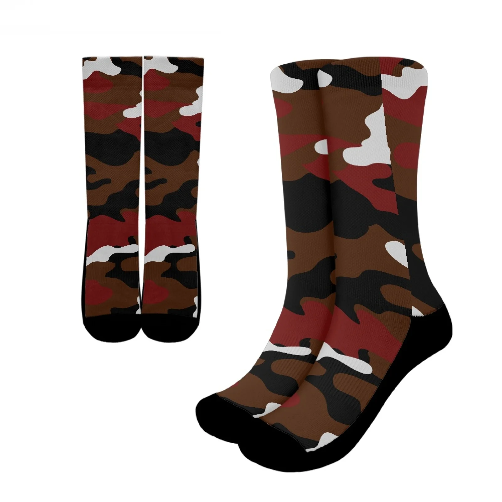 

Breathable Quick-Drying Polyester Crew Socks High Quality Red Camouflage Long-Tube Sports Socks Fit Give Spouse Birthday Present