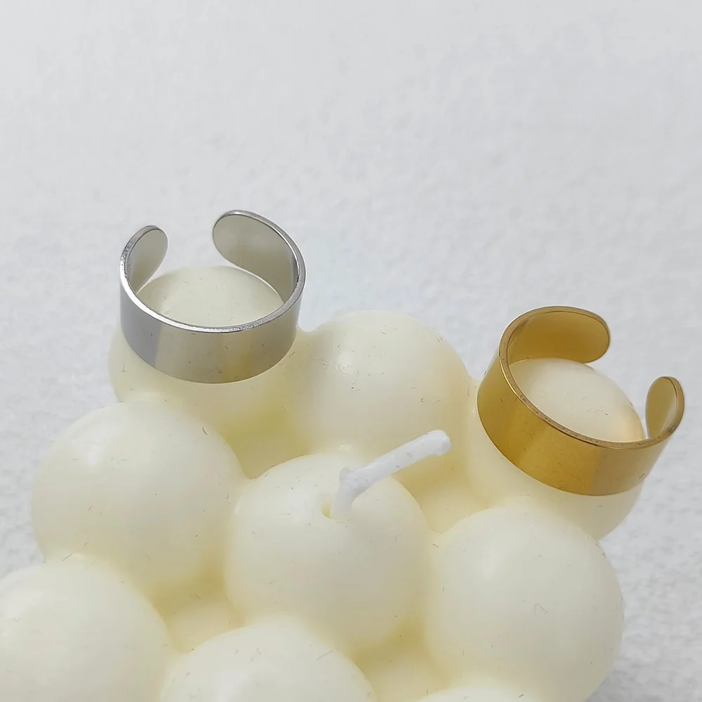 

Stainless Steel Gold Silver Chic style Open Ring For Women Big Smooth Wide Face Rings for Women Punk Style Bijoux Femme