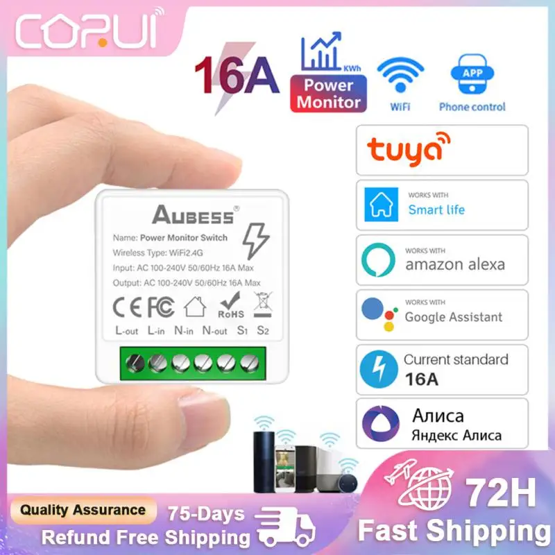 

Умный мини-выключатель CORUI Tuya 16 А с поддержкой Wi-Fi и таймером