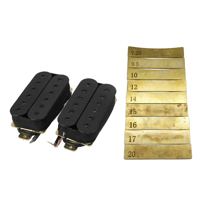

2 Pcs Double Coil Metal Humbucker Pickup & 9 Pcs Electric Guitar Bass Radius Pressure Wire Tool