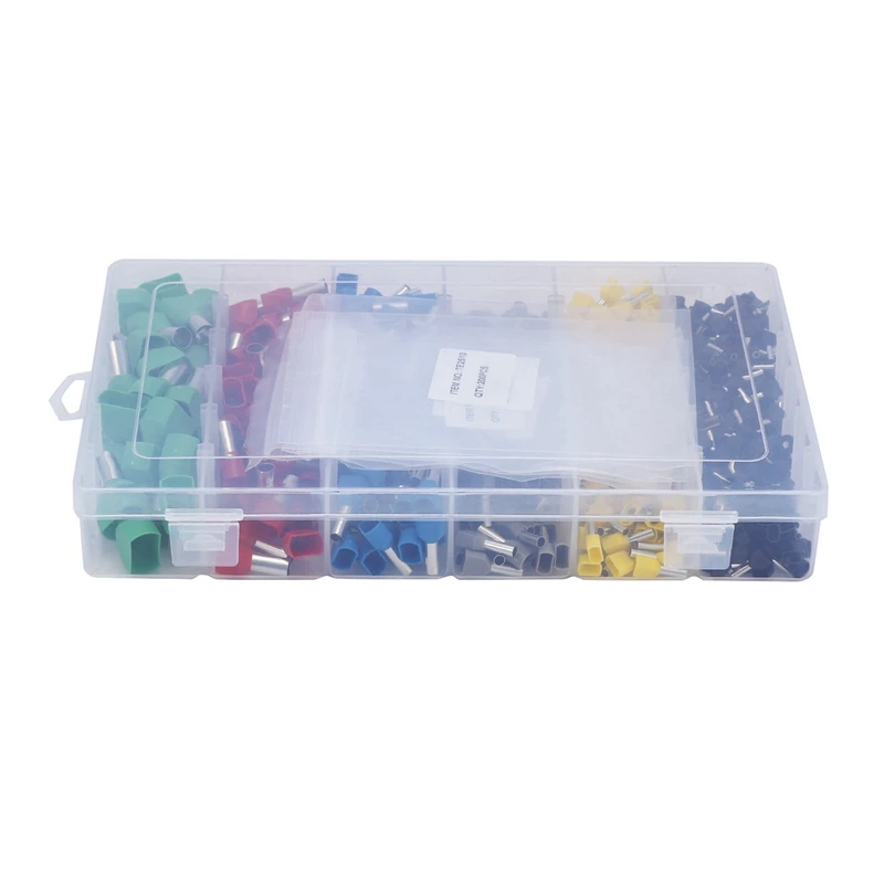 

2340Pcs Dual Bootlace Ferrule Teminator Kit Electrical Crimp Dual Entry Cord End Wire Terminal Connector