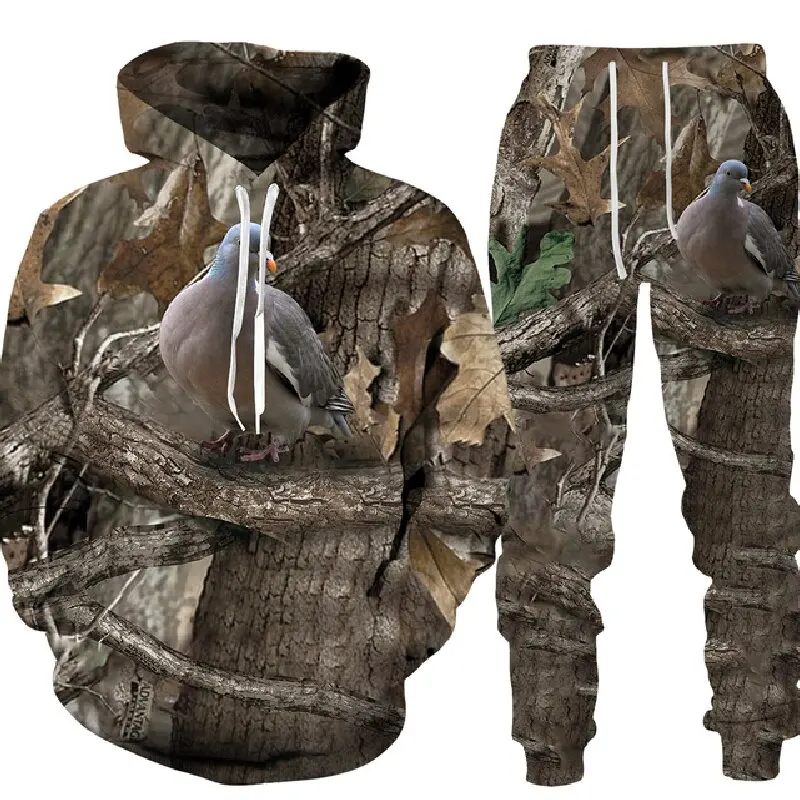 Casual Camouflage Hunting Animal Wild Boar 3D Hoodie Sweatshirt/Men's Sports Jogging Suit 2-piece Sportswear Men's Clothing Set