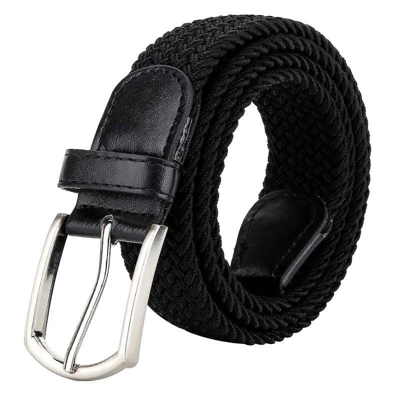 New Unisex Elasticity Belt Alloy Pin Buckle Men Belt Quality Weave Canvas Men and Women Jeans Casual Belt