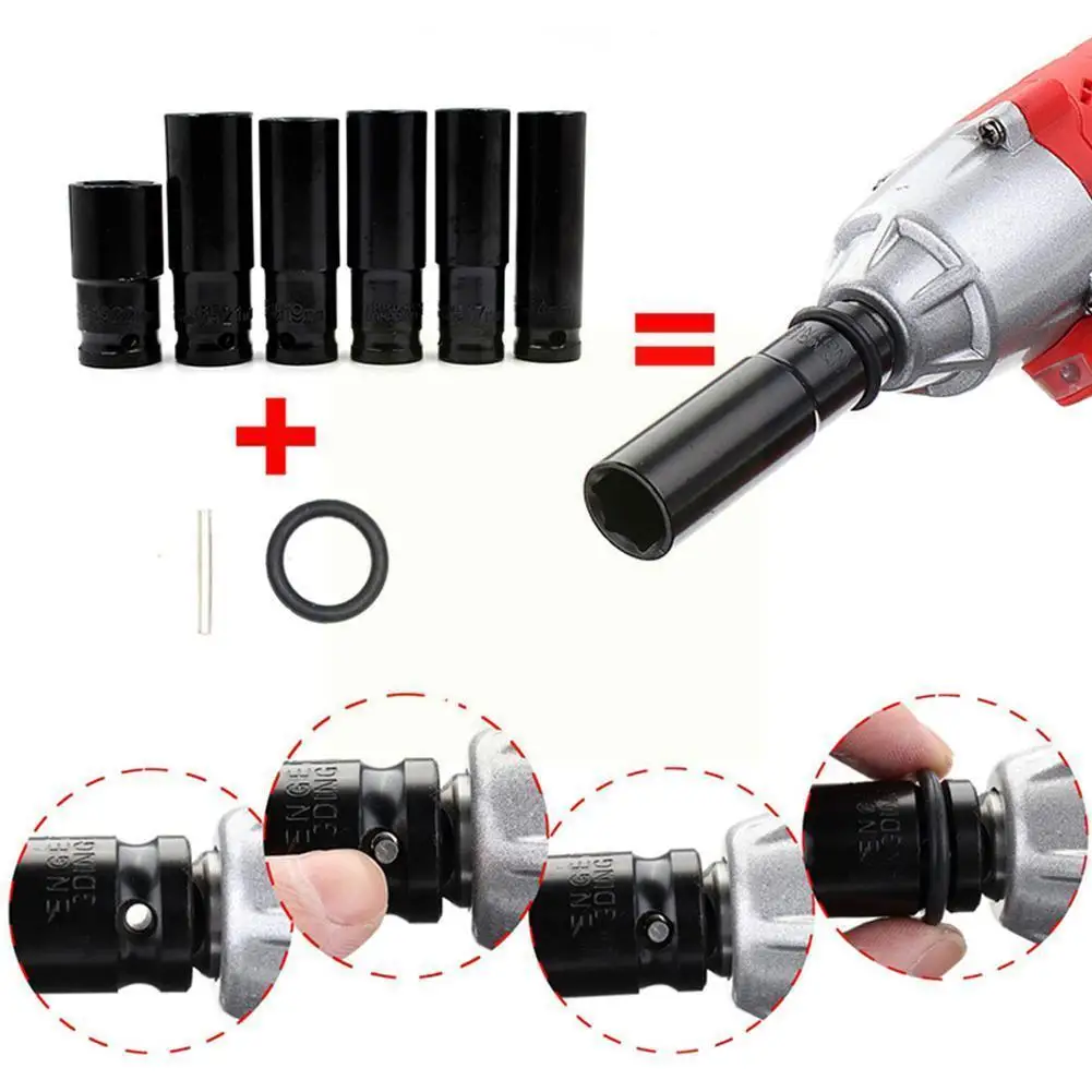 Electric Wrench Hexagon Socket Head Set 14-22mm Sleeve Long Heavy Tire Sleeve Head For Lithium Electric Wrench Hand Tools E4W7