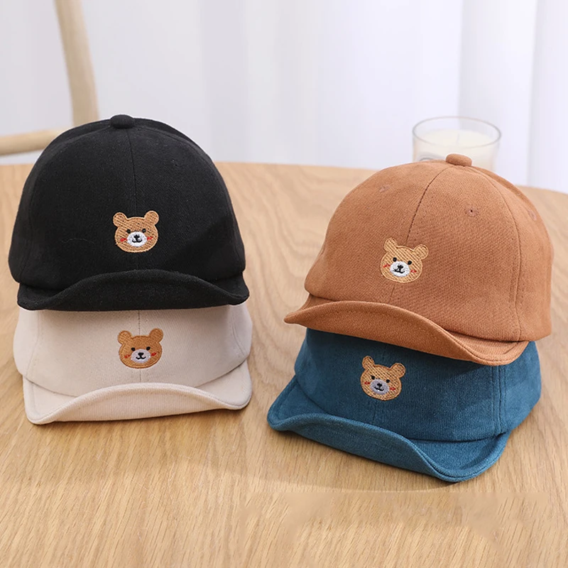 

Cartoon Bear Baby Baseball Caps Solid Color Curly Brim Toddler Sun Visor Hats For Boy Girl Korean Casual Kids Baseball Cap 어린이모자