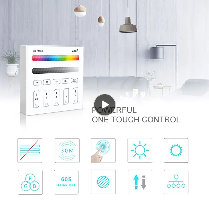 

Mesh 2.4GHz Wireless Touch Panel DimmerRGBW LED Smart Remote Controller for Led Strip Lights Lamp Bulb Led Tape Ribbon