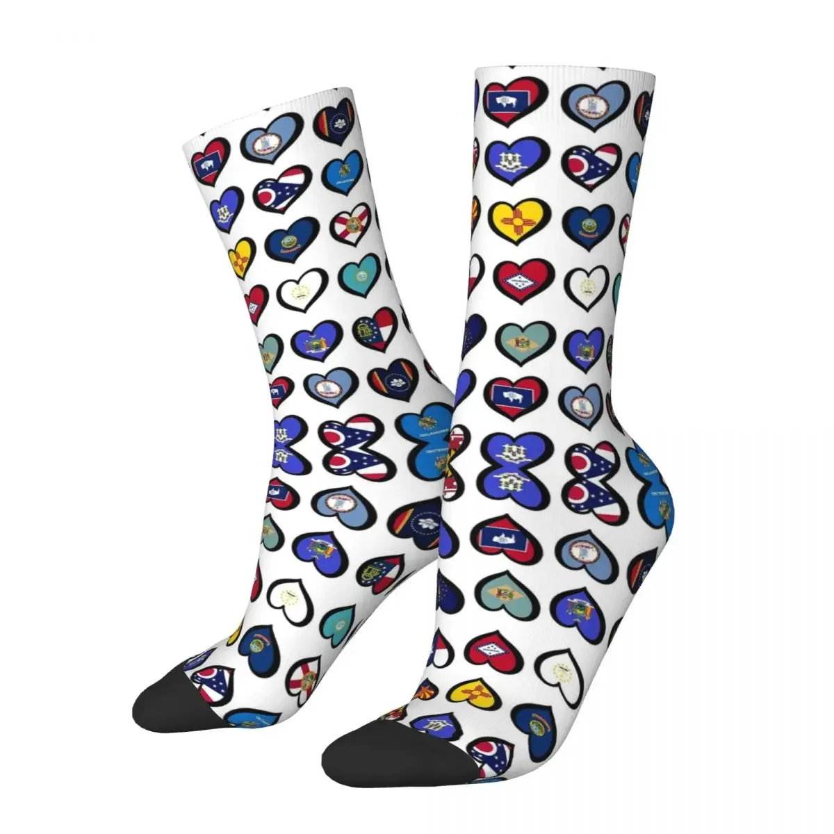 

All Seasons USA State Flags Hearts Amerivision Logo American Song Contest Socks Tube Socks Soft for Men Women Birthday Present