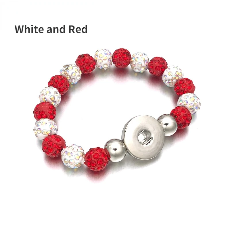Elastic Candy Colors Expandable Stretch Crystal Beads Bracelet 18mm Snap Button Interchangeable Jewelry Bangle Bracelets
