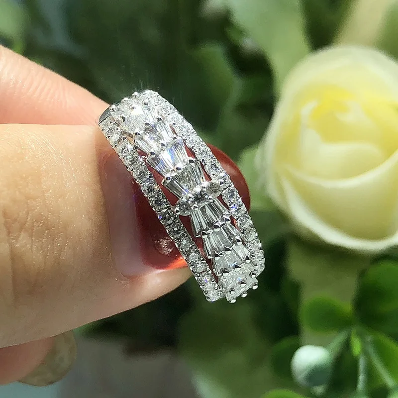 

Imitation Moissanite Ring Full Diamond Micro Inlay High Carbon Diamond Women's Ring Wholesale High Quality Full Inlaid Jewelry