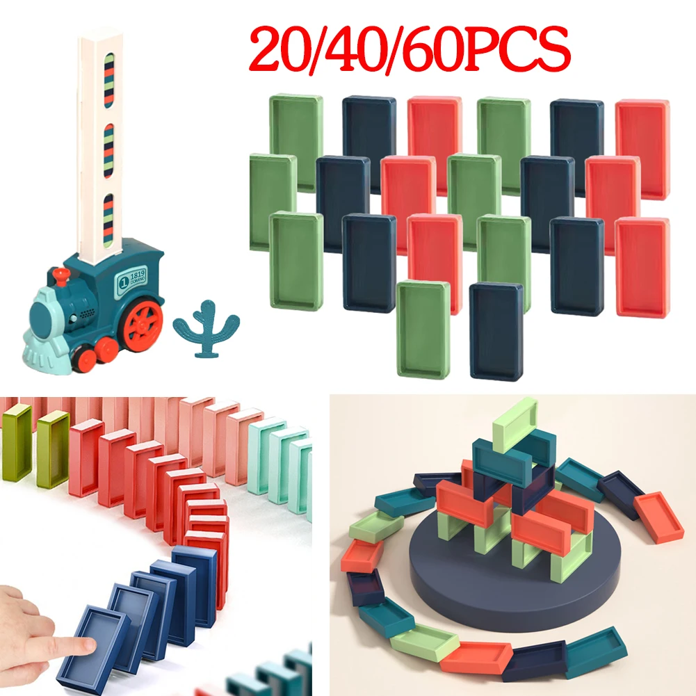 

20PCS/lot Children Domino Rainbow Wood Domino Construction Blocks Kits Early Bright Games Educational Toys Only Domino No Train