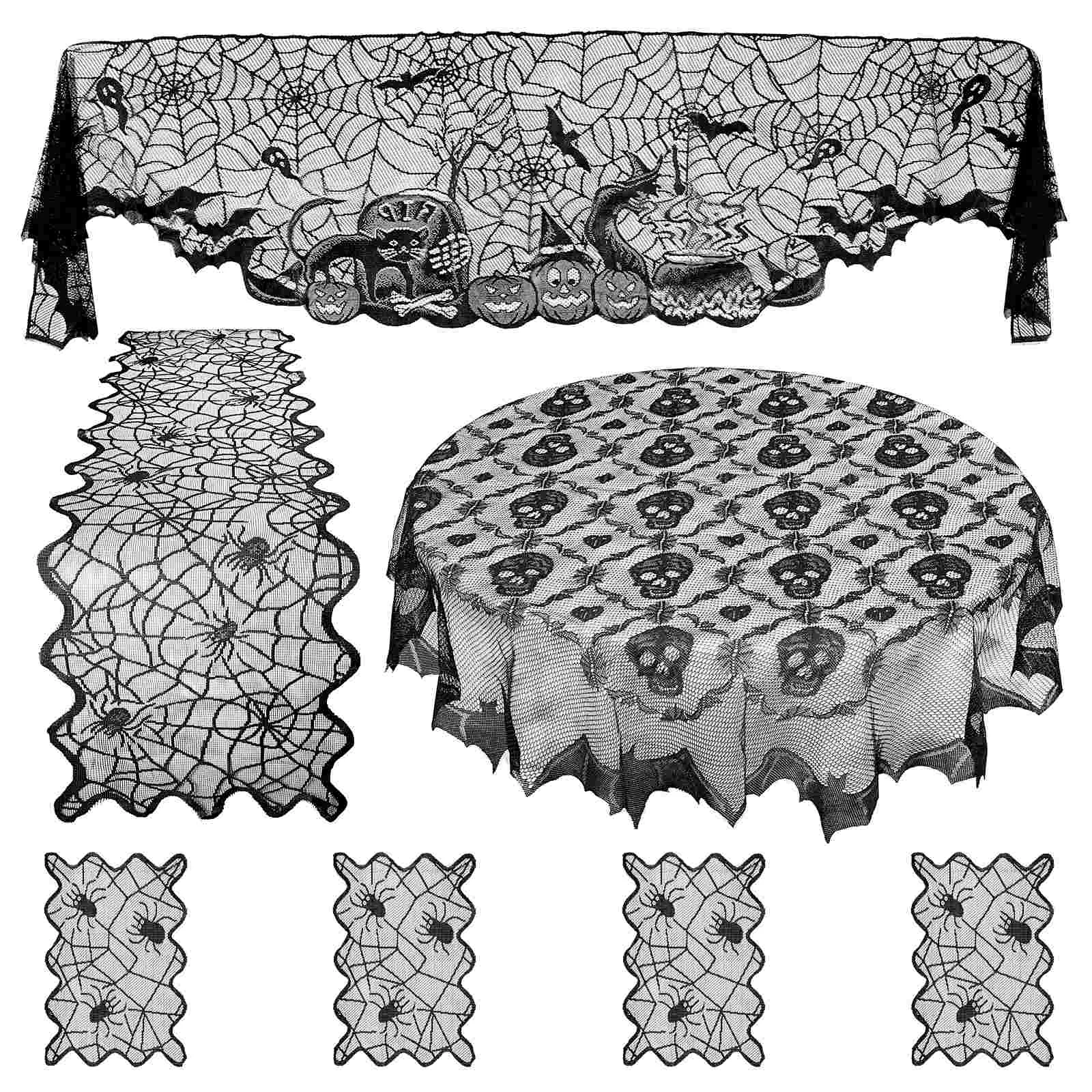 

Party Decoration Set, 1 Set, 98cm ( biggest ), Bat Tablecloth Spider Web Fireplace Scarf Table Topper, Placemat Table