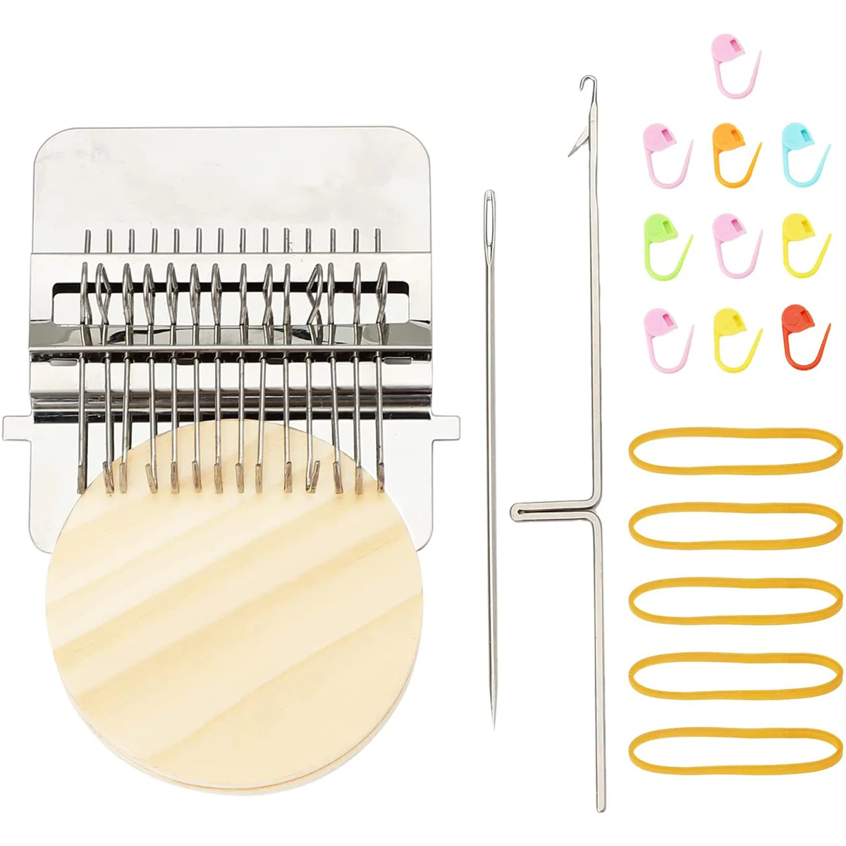 

Small Weaving Loom Kit with 14 Hooks Mini Darning Loom Speedweve Type Weave Tool Beginners Quickly Mending Loom Machine DIY