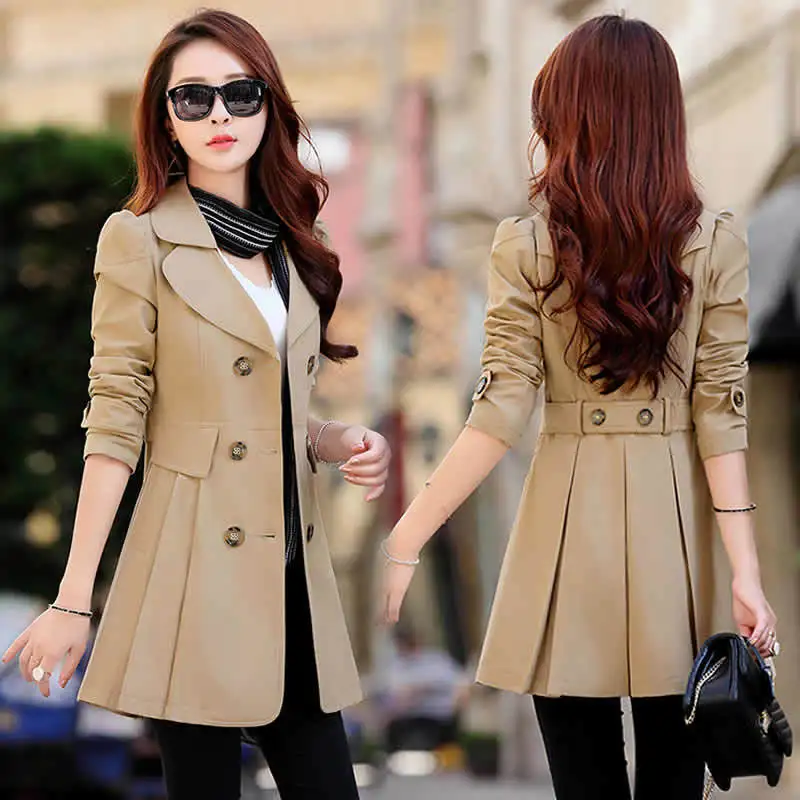 

Trench Coats Women Autumn Female New Classic Double Breasted Style Loose Medium Length Clothing Tops Ladies Coats Jacket G314