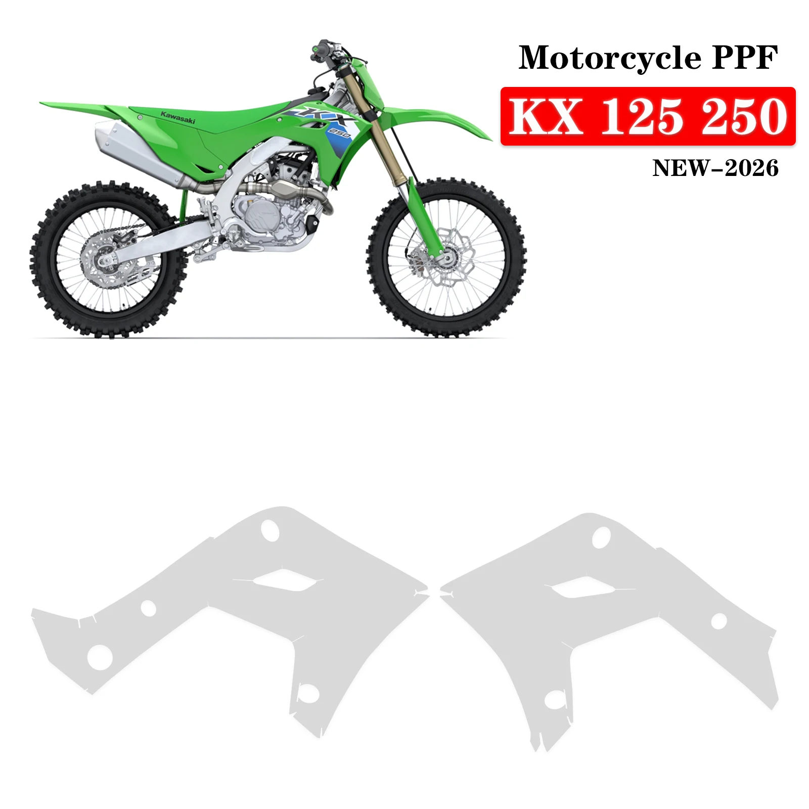 Фото Прозрачная защитная пленка из ТПУ (PPF) для обтекателей мотоциклов Kawasaki KX 125 и KX 250, аксессуары для кузова, 2026 год №1