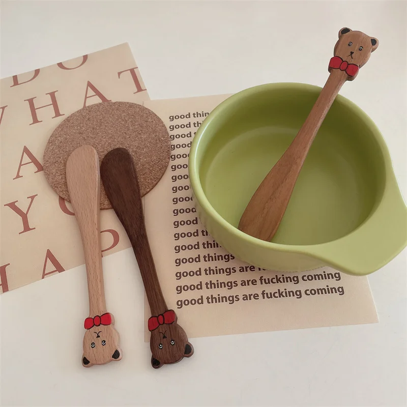 

Butter Knife Wooden Cartoon Bear Dessert Cake Tool For Home Tableware Cocina Wooden Cuchillo Bear Jam Knife 버터나이프