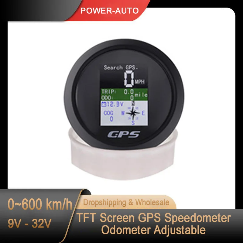

GPS Speedometer Gauge With GPS Antenna For Motor Yacht TFT Screen Odometer Adjustable Trip ODO COG Voltmeter 9-32V Waterproof