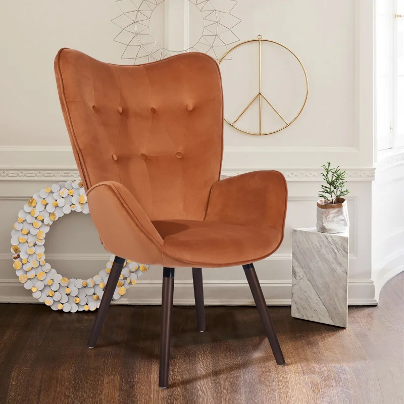 Living Room Tufted Velvet Upholstery\  Orange Orange Upholstered [us Stock]