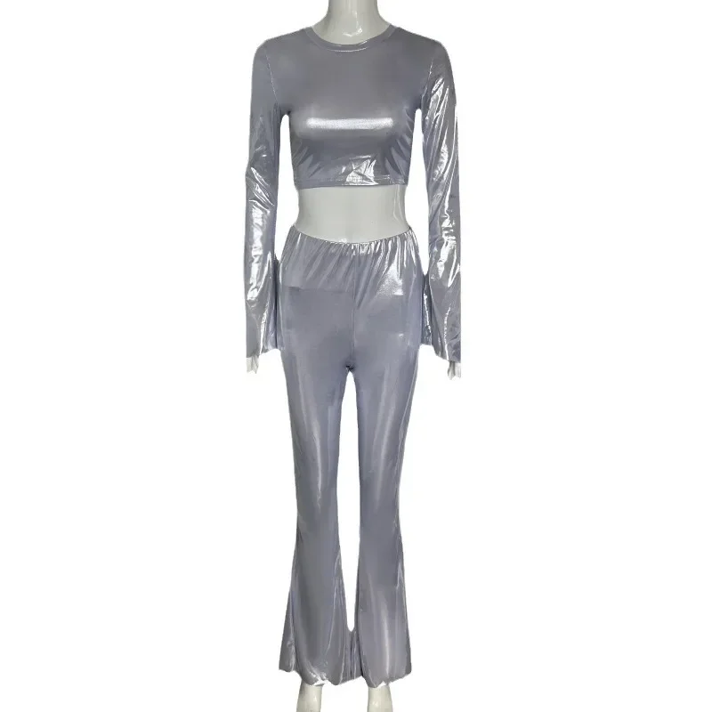 Новый стиль европейская и американская мода серебряная футболка с круглым