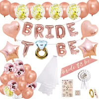 30pcsset rose gold bride to be decoration party balloon team bride tattoo sticker veil satin sash badge hen party accessories