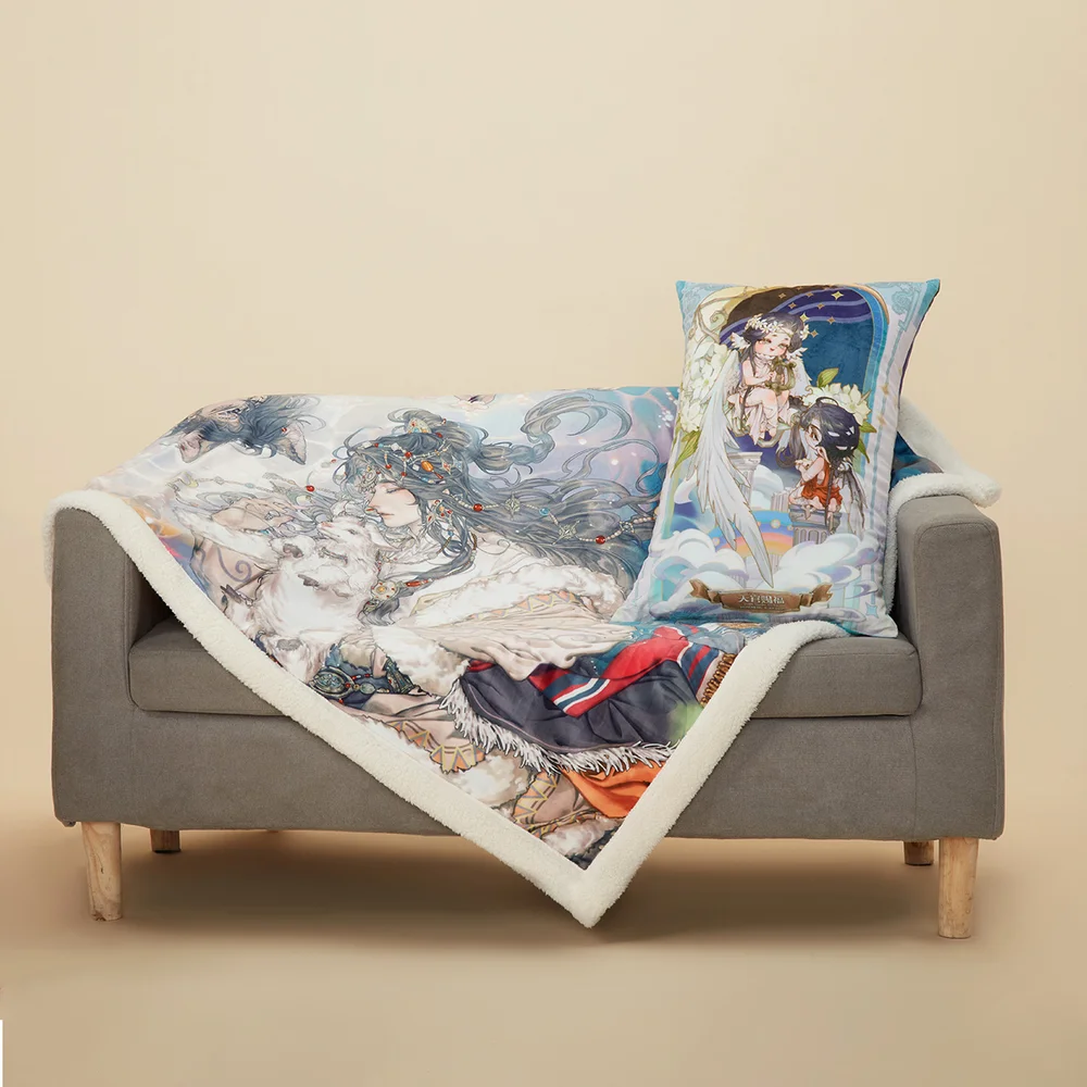 

Anime Official Original Tian Guan Ci Fu TGCF Comics Hua Cheng Xie Lian Plush Blanket Soft Pillow Cosplay Props