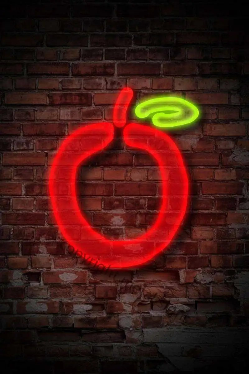 

Неоновые оловянные тарелки в виде яблока, Настенный декор, украшение для комнаты, ретро винтажная металлическая вывеска для дома, клуба, муж...