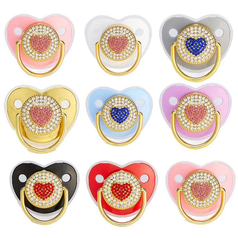 

Baby Diamond Heart Pacifier Newborn BPA Free Luxury Bling Pacifier Silicone Dummy Soother Chupeta 0-12Months Baby Shower Gift