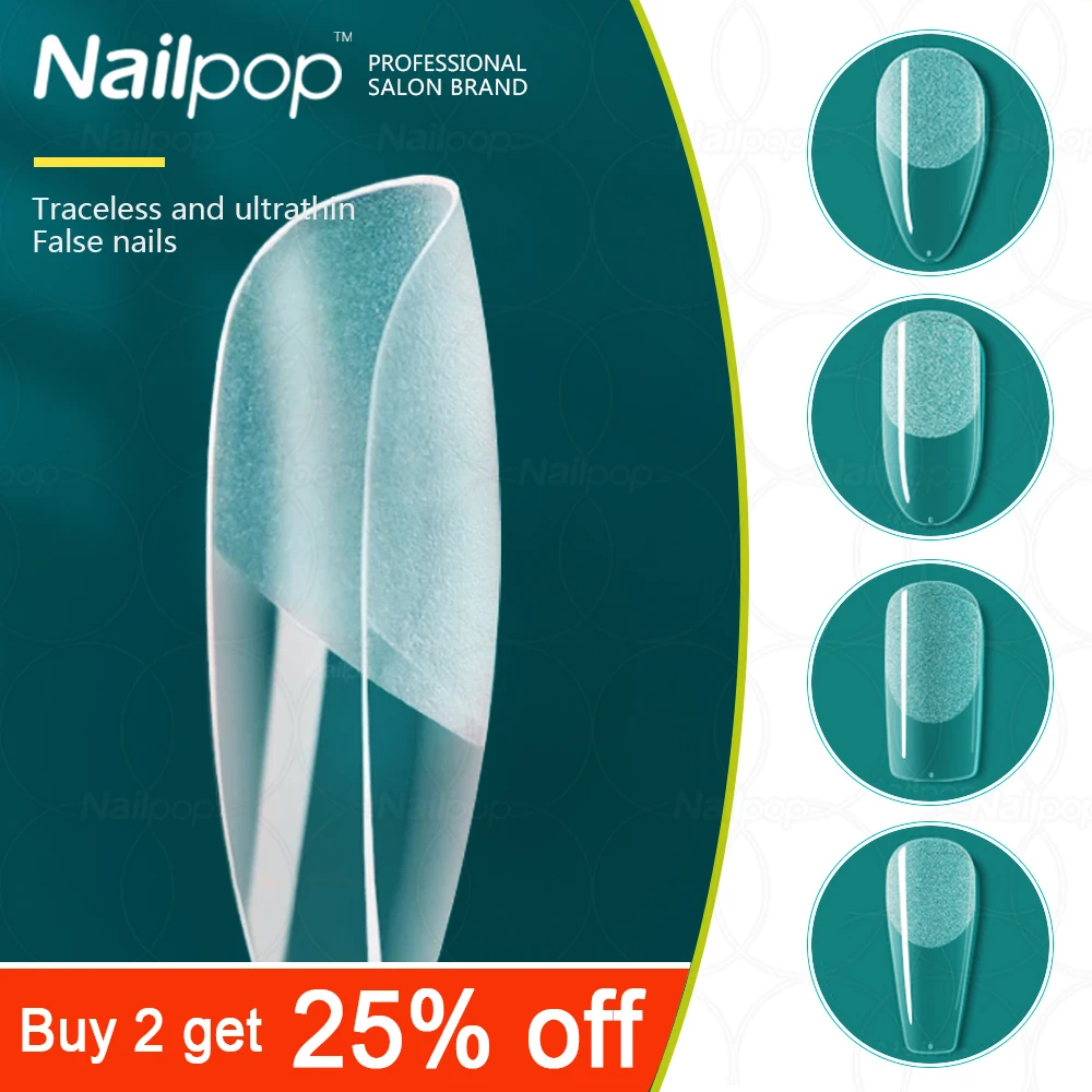 Nailpop – faux ongles à pression  120 pièces  cercueil  Semi-givré  couverture complète  Gel pour