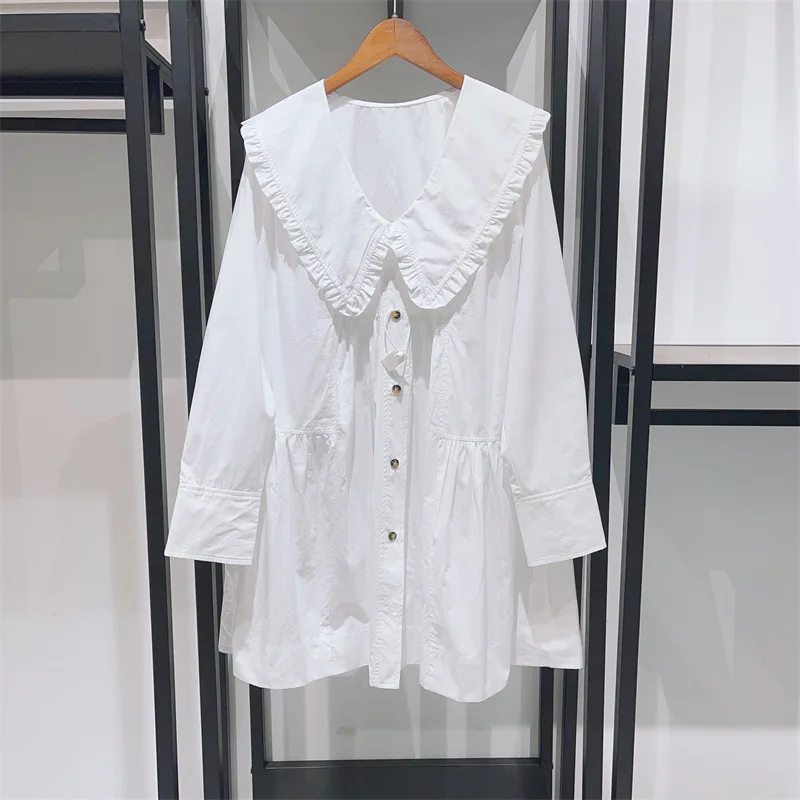 2023 Spring and Summer New Sweet Doll Collar Cotton Ladies Long Sleeve Cute MINI Dress