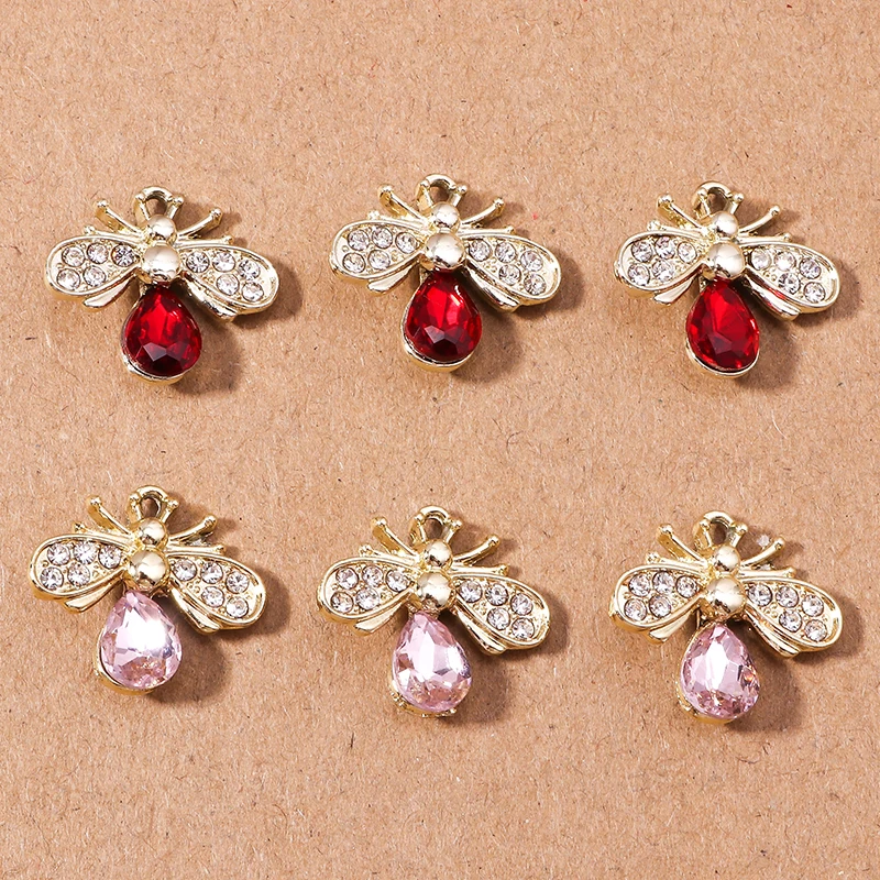 

10pcs 18x18mm Cute Crystal Animal Bee Charms Pendants for Making DIY Handmade Necklaces Earrings Bracelets Jewelry Findings Gift
