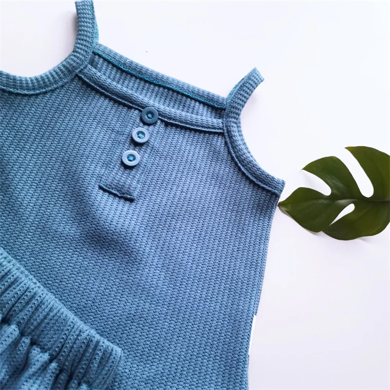 Baby Clothes Sets Summer Toddler Girl Strap Suits Cotton Solid Baby Boy Tops Tee and Shorts Infant Tracksuit Newborn Sets