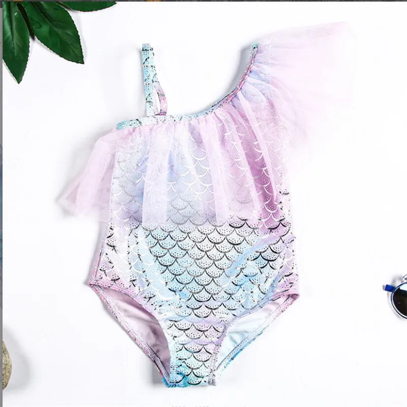 Baby Girls Swimwear Mermaid Swimsuit For Girls Lace One Piece Children Swimming Bikini Toddler Beachwear Kids Girls Bathing Suit