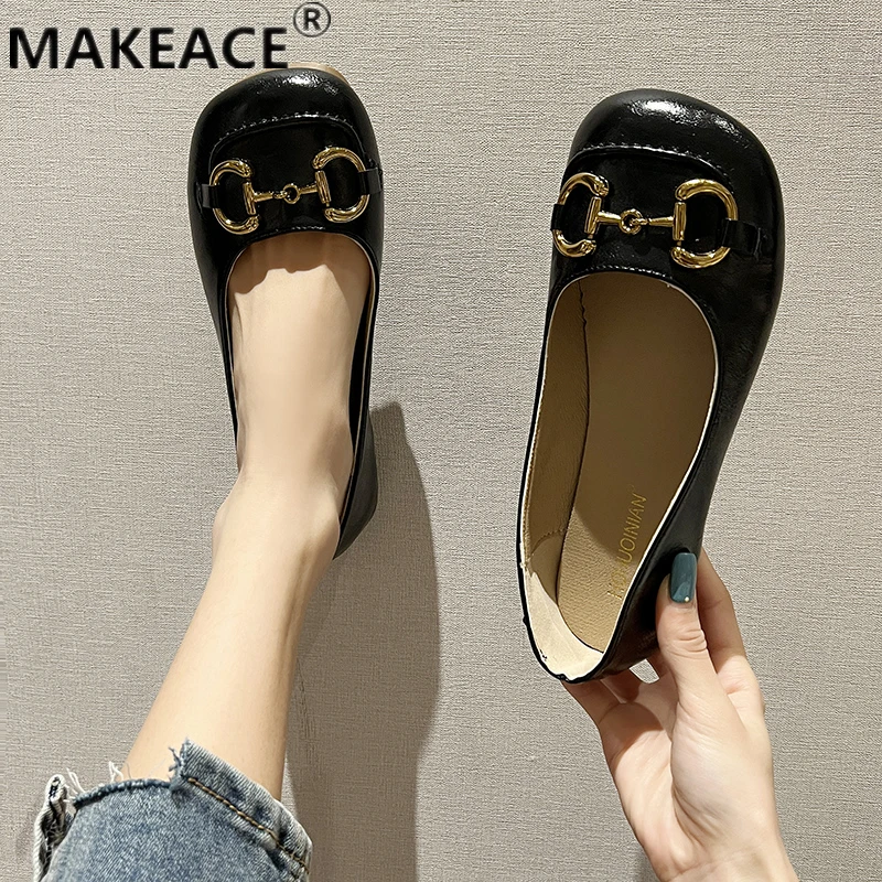 

Autumn Women's Shoes Ethnic Style Retro Leather Women's Single Shoes Fashion Belt Buckle Soft Bottom Middle-aged Mother Shoes