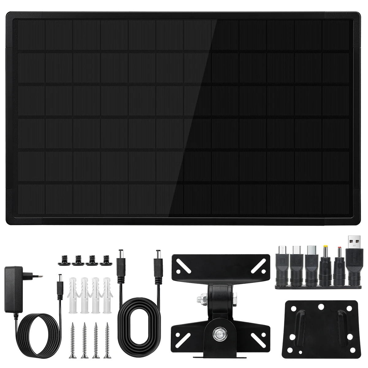 Зарядное устройство для солнечной батареи 20 Вт, водонепроницаемая портативная солнечная панель 12 В, встроенная батарея, настенное крепление, солнечные панели для камеры безопасности