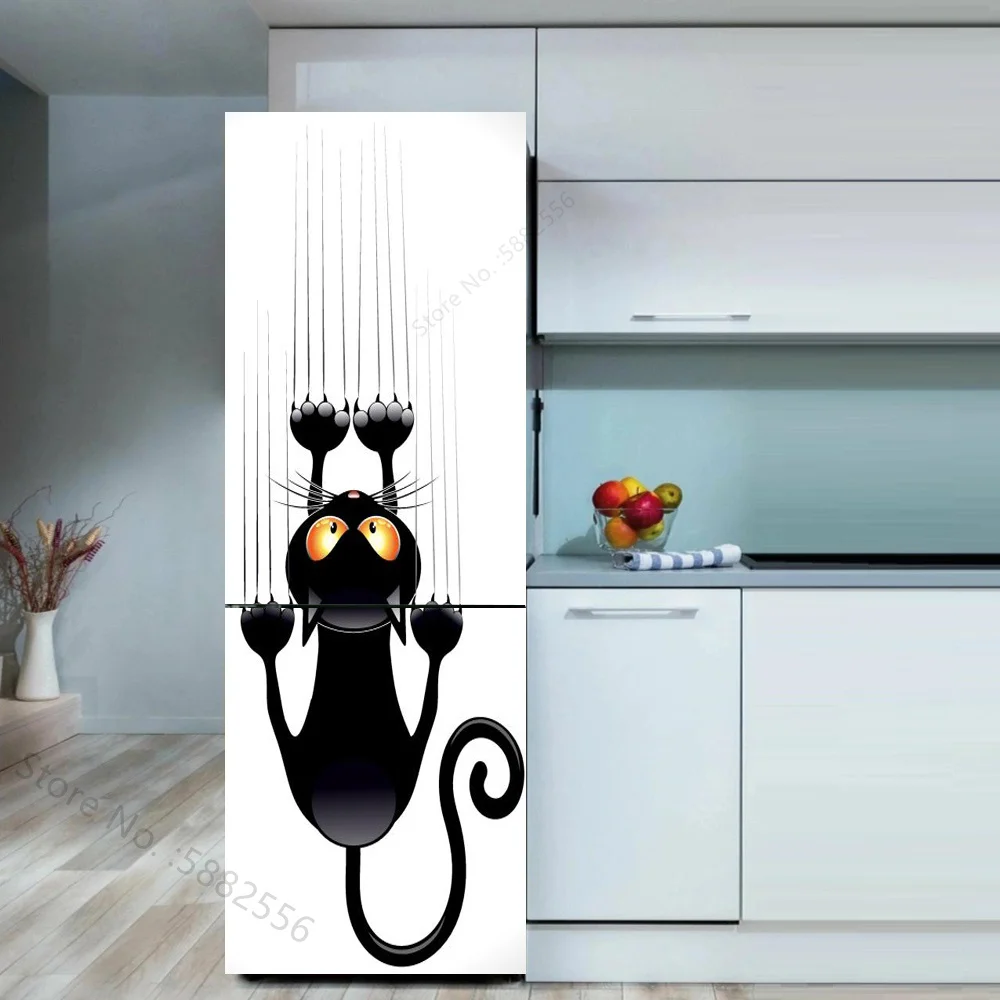 

3D наклейка на холодильник Жираф Кот ПВХ