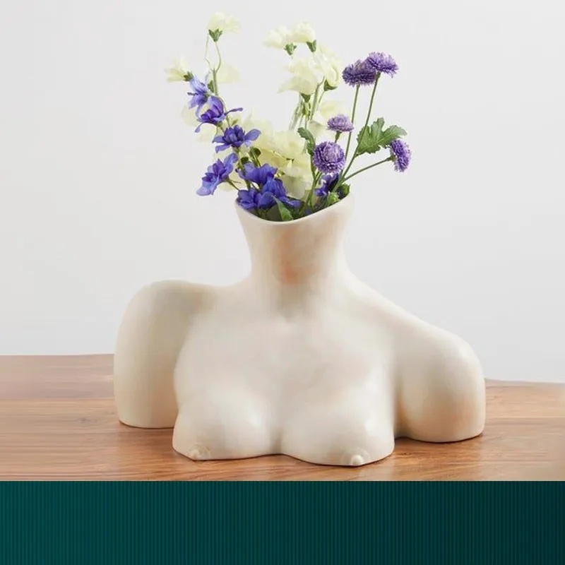 

NORDIC STYLE ARTS GIRL BUST VASE MANNEQUIN ABSTRACT HUMAN BODY DECORATIVE ORNAMENTS RESIN FLOWER POT HOME DECORATION R5369