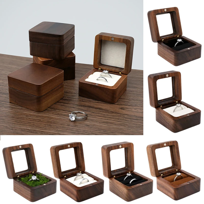 Earrings Wedding Wood Ring Bearer Storage Box  Engagement Holder mystery bead Jewelry pandora Favor for Gift packaging for small