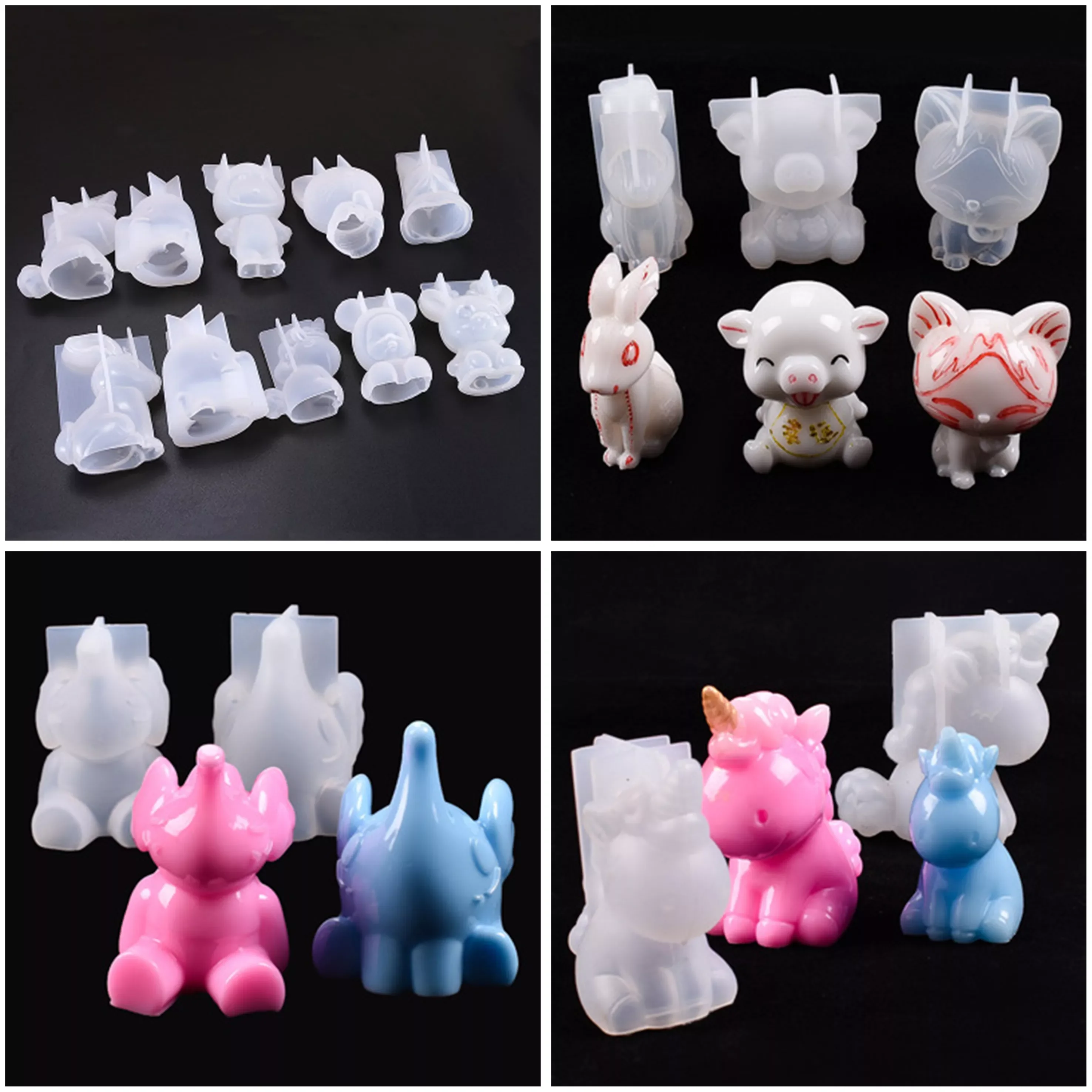 

3D Animal Candle Mold Diy Handmade Lion Bear Dog Silicone Concrete Mould Fondant Cake Decorating Tools Decoration Table
